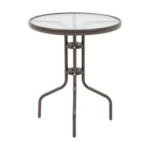 ΣΤΡΟΓΓΥΛΟ ΤΡΑΠΕΖΙ ΚΗΠΟΥ Fylliana 001 ΚΑΦΕ ΧΡΩΜΑ 60x70εκ