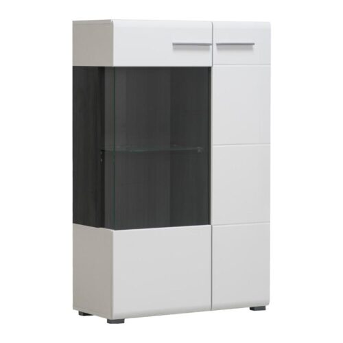 ΒΙΤΡΙΝΑ Enzo 2Κ VS1 125 Λευκό-Black Grey Wood-Λευκή Λάκ 77.5*35*124