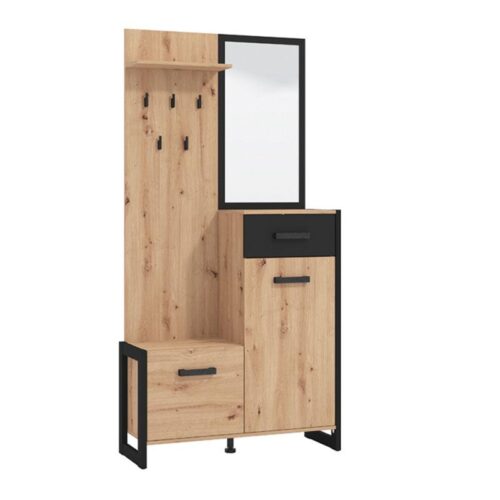 ΕΠΙΠΛΟ ΧΩΛ ΜΕ ΚΑΘΡΕΦΤΗ OLERON ARTISAN-ΜΑΥΡΟ-ΜΑΥΡΟ ΜΑΤ FOIL ΧΡΩΜΑ 94x33x191εκ