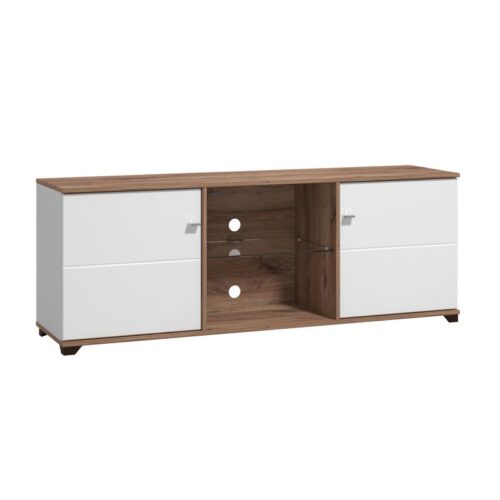 ΕΠΙΠΛΟ TV BURGUNDY 160 3K2V ΛΕΥΚΟ-FLAGSTAFF OAK-ΛΕΥΚΟ HIGH GLOSS FOIL 157x40x51εκ s.p.k