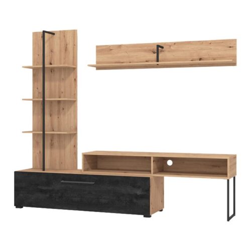 ΚΕΝΤΡΟ ΨΥΧΑΓΩΓΙΑΣ-ΣΥΝΘΕΣΗ EVORA ARTISAN OAK-CARBON 205x41x173εκ