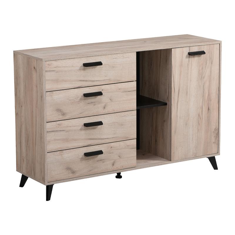 ΚΟΜΟΤΑ-ΜΠΟΥΦΕΣ UMBRIA 3K4F GREY OAK-ΜΑΥΡΟ 137x40x90εκ m.b.r