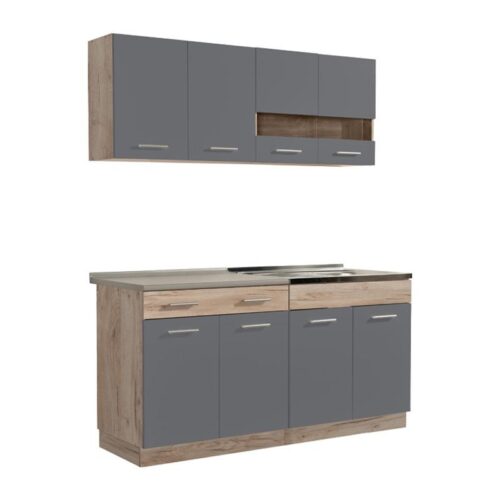 ΚΟΥΖΙΝΑ DALILA 160 GREY OAK / ΓΚΡΙ 160x51,5x206,5εκ