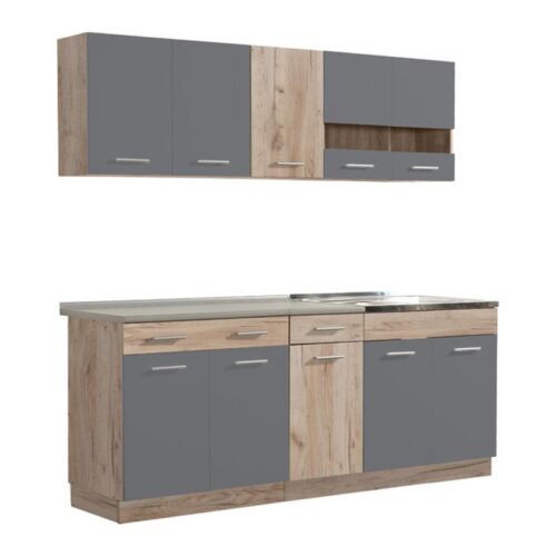 ΚΟΥΖΙΝΑ DALILA 200 GREY OAK / ΓΚΡΙ 200x51,5x206,5εκ