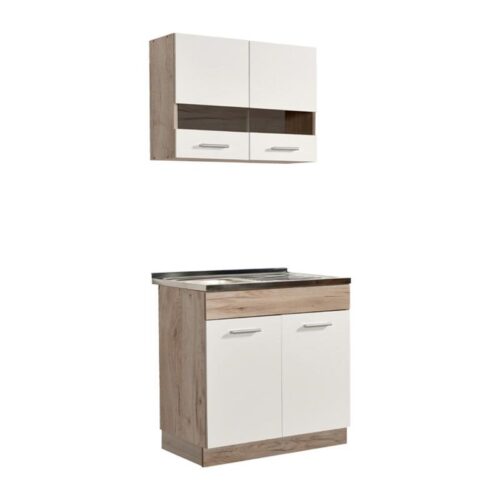 ΚΟΥΖΙΝΑ DALILA 80S GREY OAK / ΛΕΥΚΟ 80x51,5x206,5εκ