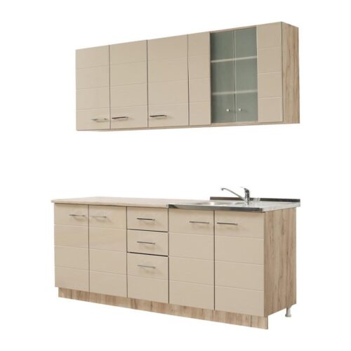 ΚΟΥΖΙΝΑ DIANA 200 GREY OAK-SAND ΓΥΑΛΙΣΤΕΡΟ FOIL 200x60x200εκ