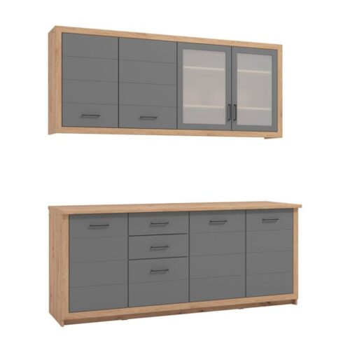 ΚΟΥΖΙΝΑ IPANEMA 200 ARTISAN OAK-ΓΚΡΙ MAT FOIL 200x60x224,5εκ