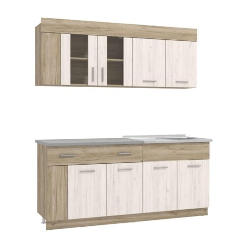 ΚΟΥΖΙΝΑ LEONA 180 GREY OAK/WHITE OAK 180x60/30x200εκ