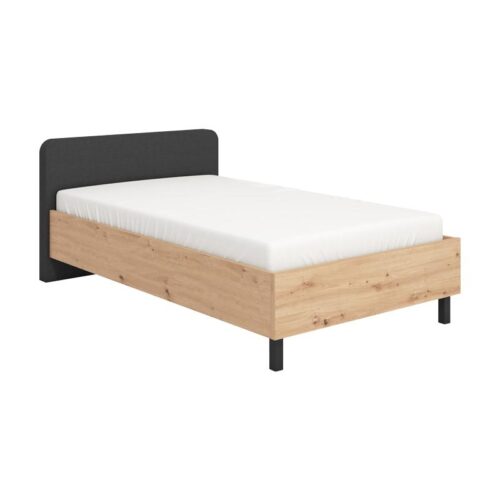 ΚΡΕΒΑΤΙ BARLETTA 120 ARTISAN ΜΕ ΓΚΡΙ ΥΦΑΣΜΑ ΜΑΥΡΑ ΠΟΔΙΑ 131x213,5x85,5εκ (120x200)