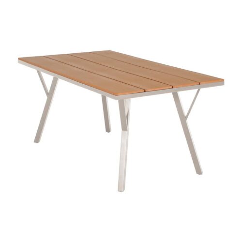 ΜΕΤΑΛΛΙΚΟ ΤΡΑΠΕΖΙ ΚΗΠΟΥ Fylliana FL6514 ΜΕ ΕΠΙΦΑΝΕΙΑ POLYWOOD ΧΡΩΜΑ ΜΠΕΖ 160x91x72εκ s.of