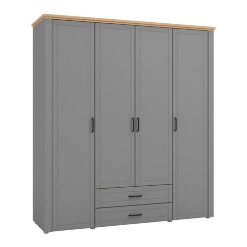 ΝΤΟΥΛΑΠΑ VALENCIA 4K2F ΓΚΡΙ-ARTISAN OAK-ΓΚΡΙ ΜΑΤ 190x58x210εκ