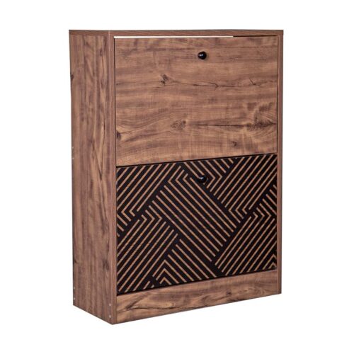 ΠΑΠΟΥΤΣΟΘΗΚΗ Fylliana "Home" 1872 ΜΕ 2 ΠΟΡΤΕΣ ΜΑΥΡΗ GREY OAK-ΜΑΥΡΗ 60x23.5x81εκ