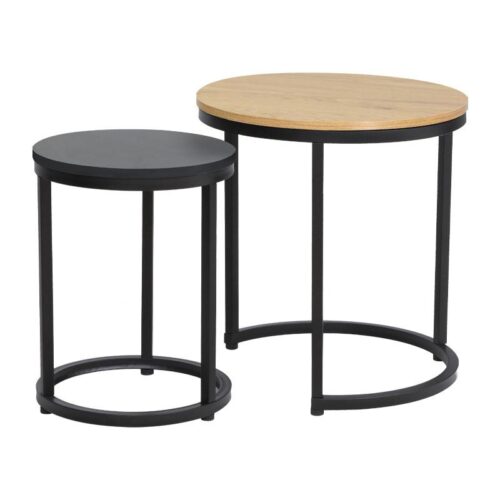 ΣΕΤ 2 ΒΟΗΘΗΤΙΚΑ ΤΡΑΠΕΖΑΚΙΑ Fylliana Fonzy SONOMA-ΜΑΥΡΟ ΧΡΩΜΑ 45x45x48εκ