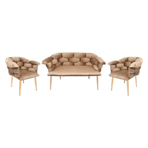 ΣΕΤ ΣΑΛΟΝΙ 3 ΤΕΜΑΧΙΩΝ Fylliana Baloon ΜΕ ΜΕΤΑΛΛΙΚΟ ΣΚΕΛΕΤΟ ΚΑΙ ΜΠΕΖ ΧΡΩΜΑ ΥΦΑΣΜΑΤΟΣ