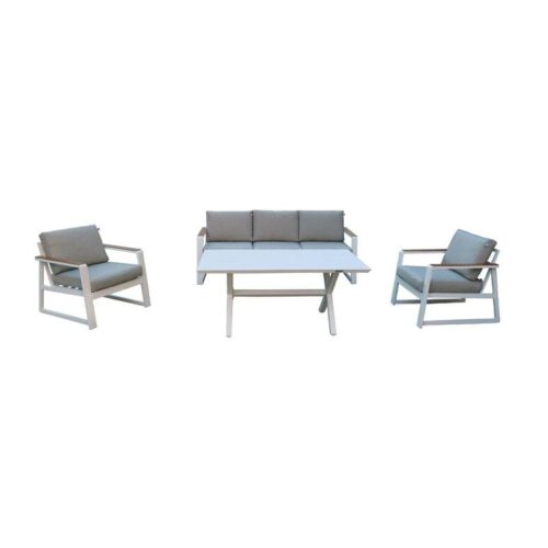 ΣΕΤ ΣΑΛΟΝΙ ΕΞΟΧΗΣ 4 ΤΕΜΑΧΙΩΝ Fylliana "Aylin" ΛΕΥΚΟ ΧΡΩΜΑ 202x85x74εκ