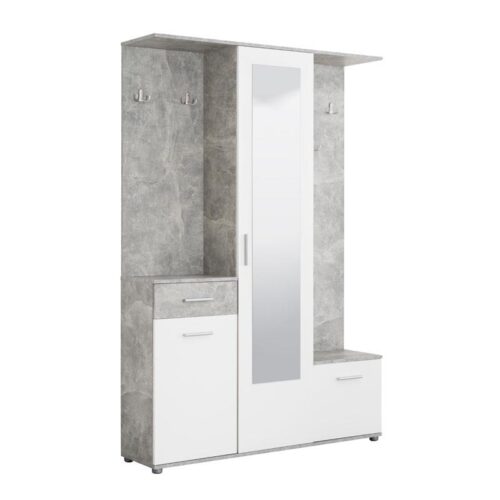 ΣΤΑΝΤ ΧΩΛ ΚΑΙ ΠΑΠΟΥΤΣΟΘΗΚΗ MARTIN ΓΚΡΙ CONCRETE-ΛΕΥΚΟ 133,5x33x197,5εκ fxtr