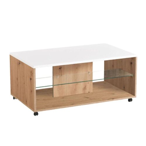 ΤΡΑΠΕΖΑΚΙ ΣΑΛΟΝΙΟΥ BERT ARTISAN OAK-ΛΕΥΚΗ ΛΑΚΑ 101x60x45εκ