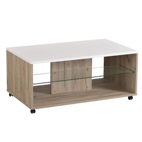 ΤΡΑΠΕΖΑΚΙ ΣΑΛΟΝΙΟΥ BERT GREY OAK-ΛΕΥΚΗ ΛΑΚΑ 101x60x45εκ