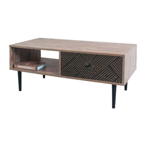 ΤΡΑΠΕΖΑΚΙ ΣΑΛΟΝΙΟΥ Fylliana "Home" ΜΑΥΡΟ ΜΕ GREY OAK 100x50x42.5εκ