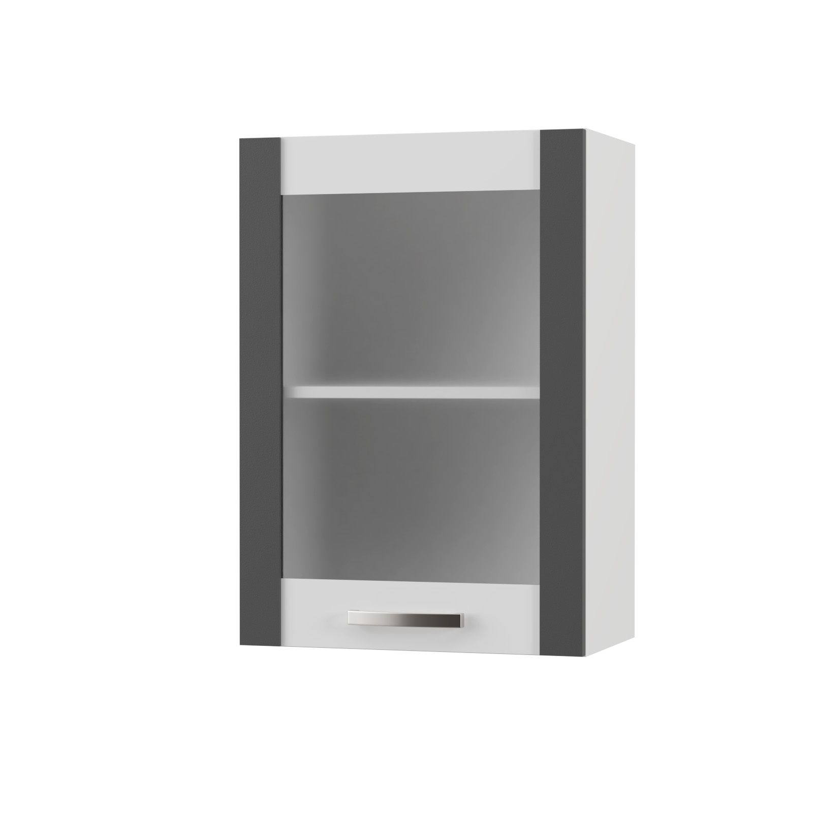 CHARLOTΤE Πάνω Ντουλάπι Με Τζάμι Αριστερό 50x30.5x71.8 με μεταλλικά χερούλια Γραφίτης