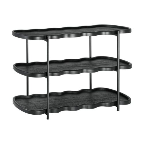 ΤΡΙΩΡΟΦΗ ΒΟΗΘΗΤΙΚΗ ΟΒΑΛ ΡΑΦΙΕΡΑ MDF ΜΕ ΜΕΤΑΛΛΙΚΑ ΠΟΔΙΑ Fylliana FL03392  ΜΑΥΡΟ ΧΡΩΜΑ 120x40x80εκ