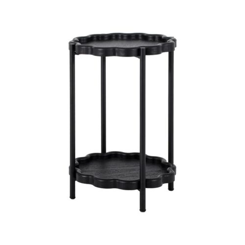 ΣΤΡΟΓΓΥΛΟ ΒΟΗΘΗΤΙΚΟ ΤΡΑΠΕΖΑΚΙ MDF ΣΑΛΟΝΙΟΥ Fylliana FL03246 ΜΑΥΡΟ ΧΡΩΜΑ 40x60εκ