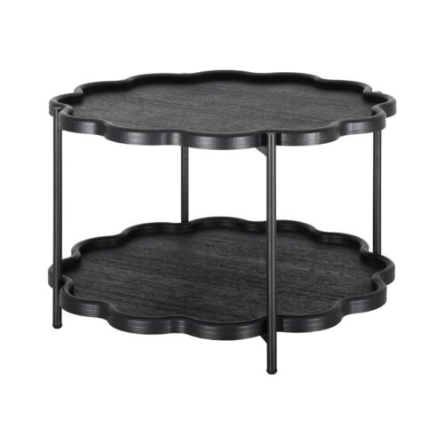 ΣΤΡΟΓΓΥΛΟ ΒΟΗΘΗΤΙΚΟ ΤΡΑΠΕΖΑΚΙ MDF ΣΑΛΟΝΙΟΥ Fylliana FL03248 ΜΑΥΡΟ ΧΡΩΜΑ 80x48εκ