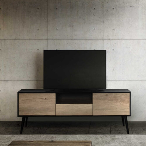 Έπιπλο τηλεόρασης Style Megapap από μελαμίνη χρώμα μαύρο - tori 160x41x58εκ. - GP009-0241,1