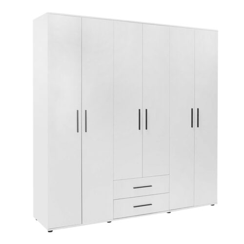 Ντουλάπα ρούχων Bianco Megapap εξάφυλλη με συρτάρια χρώμα λευκό 206x52x213εκ. - GP009-0247,1