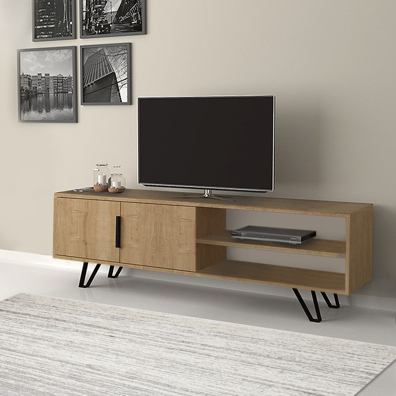 Έπιπλο τηλεόρασης Foot Megapap από μελαμίνη χρώμα sonoma 160x35x49εκ. - GP028-0033,2