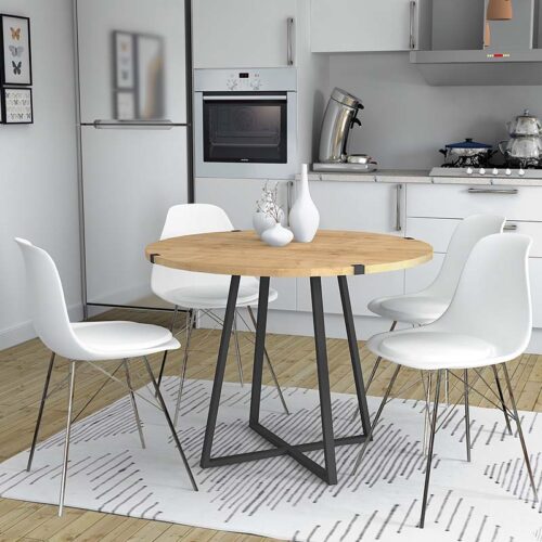 Τραπέζι Rubes Megapap μεταλλικό - μελαμίνης χρώμα sonoma - ανθρακί 100x100x78εκ. - GP028-0064,1