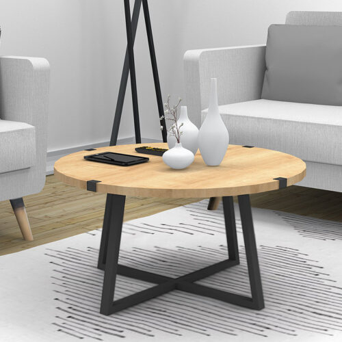 Τραπεζάκι σαλονιού Mauricio Megapap μεταλλικό - μελαμίνης χρώμα sonoma - ανθρακί 78x78x43εκ. - GP028-0065,1