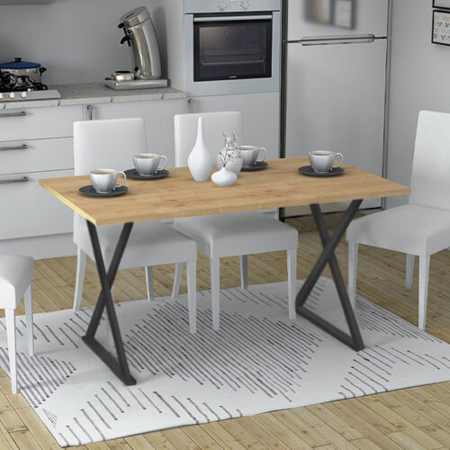 Τραπέζι Bette Megapap μεταλλικό - μελαμίνης χρώμα sonoma - ανθρακί 140x80x76εκ. - GP028-0070,1