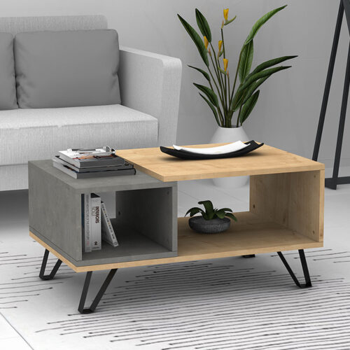 Τραπεζάκι σαλονιού Don Megapap μελαμίνης χρώμα sonoma - γκρι σκυροδέματος 90x55x44εκ. - GP028-0075,1