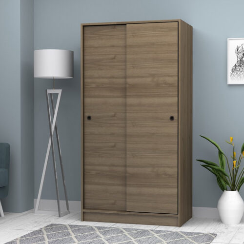 Ντουλάπα ρούχων Misra Megapap δίφυλλη συρόμενη χρώμα καρυδί 94x52x182εκ. - GP028-0094,4