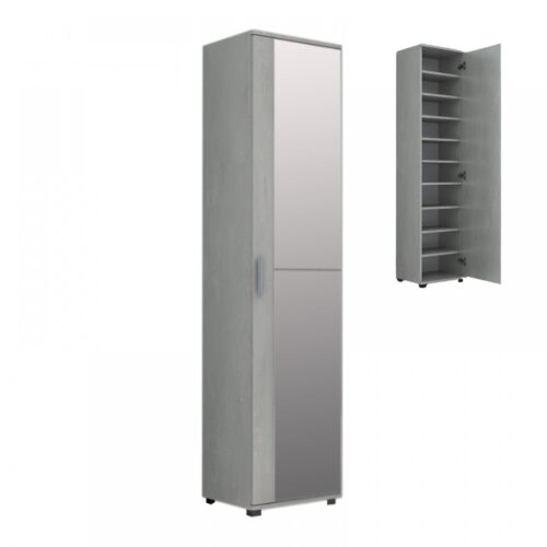 Ντουλάπα ρούχων - παπουτσοθήκη Visla Megapap μονόφυλλη με καθρέπτη χρώμα γκρι σκυροδέματος 45x36x187εκ. - GP028-0097,2