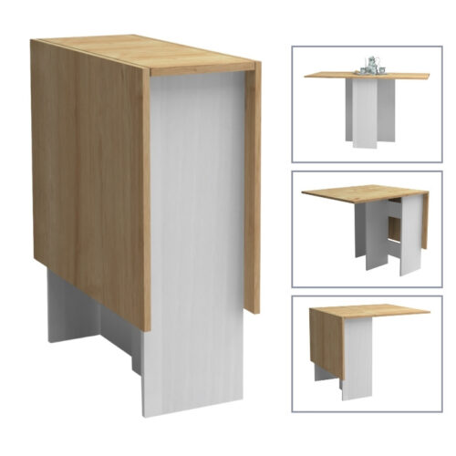 Τραπέζι Pepe Megapap επεκτεινόμενο χρώμα λευκό - φυσικό οξιάς 28(56+56)x77x75εκ. - GP028-0115,1