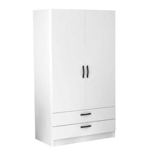 Ντουλάπα ρούχων Victoria Megapap δίφυλλη με συρτάρια χρώμα λευκό 100x60x181εκ. - GP028-0121,1
