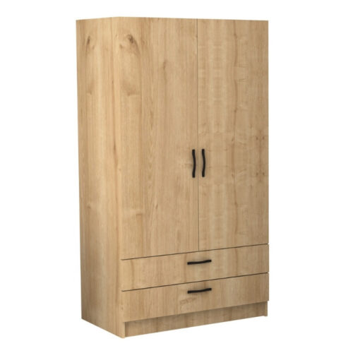 Ντουλάπα ρούχων Victoria Megapap δίφυλλη με συρτάρια χρώμα φυσικό οξιάς 100x60x181εκ. - GP028-0121,2
