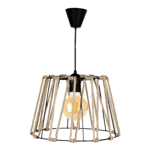 Φωτιστικό οροφής Andrew Megapap μέταλλο/σχοινί μονόφωτο χρώμα μαύρο φυσικό 30x30x20εκ. - GP029-0047,1