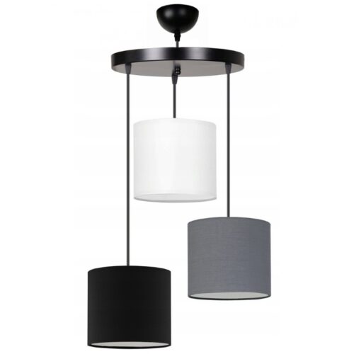 Φωτιστικό οροφής Rosie Megapap υφασμάτινο τρίφωτο χρώμα γκρι/μαύρο 15x15x90εκ. - GP029-0056,3