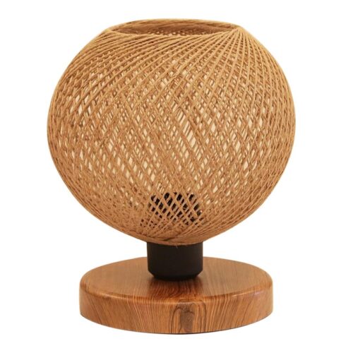 Φωτιστικό επιτραπέζιο Bonnie Megapap E27 κλωστή/Mdf χρώμα φυσικό/καφέ 19x15x22εκ. - GP029-0070,1