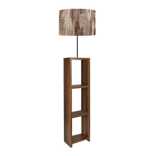 Φωτιστικό δαπέδου Launo Megapap υφασμάτινο Pvc/MDF χρώμα καφέ/καρυδί 38x38x150εκ. - GP029-0088,2