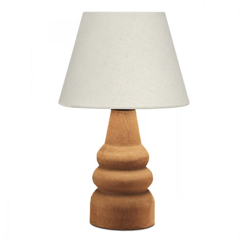 Φωτιστικό επιτραπέζιο Lary Megapap E27 υφασμάτινο - ξύλινο χρώμα κρεμ - καφέ Φ24x36εκ. - GP029-0098,1