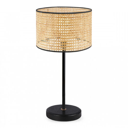 Φωτιστικό επιτραπέζιο Idaho Megapap E27 ρατάν - μεταλλικό χρώμα φυσικό - μαύρο Φ24x32εκ. - GP029-0099,1