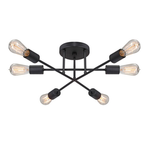 Φωτιστικό οροφής Helga Megapap E27 μεταλλικό εξάφωτο χρώμα μαύρο 50x12x20εκ. - GP029-0108,1