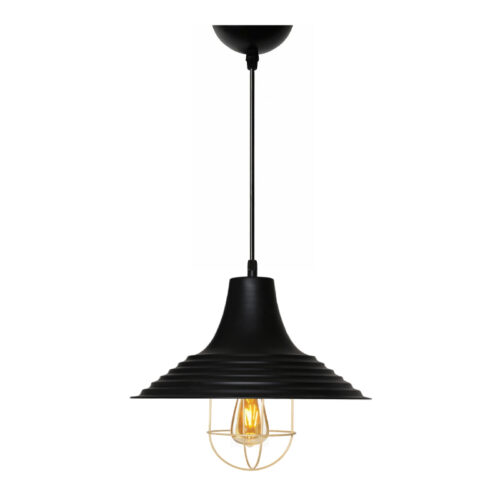 Φωτιστικό οροφής Retro Megapap E27 μεταλλικό μονόφωτο χρώμα μαύρο Φ30x70εκ. - GP029-0113,1