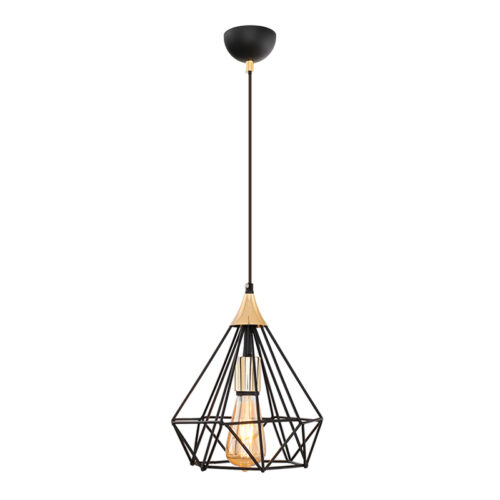 Φωτιστικό οροφής Hideki Megapap E27 μεταλλικό μονόφωτο χρώμα μαύρο 22x22x80εκ. - GP030-0022,1