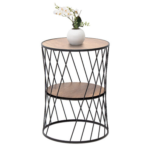 Βοηθητικό τραπεζάκι Jaspin Megapap μεταλλικό - Mdf χρώμα μαύρο - καρυδί 32x32x44εκ. - GP030-0037,1