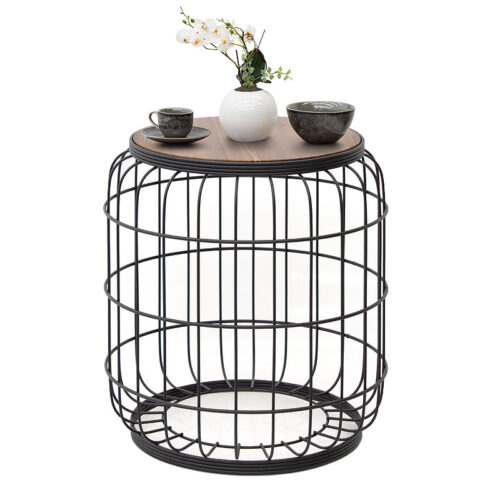 Σκαμπώ - τραπεζάκι βοηθητικό Muller Megapap μεταλλικό - Mdf χρώμα μαύρο - καρυδί 35x35x47εκ. - GP030-0038,1